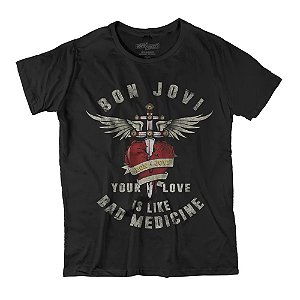 Camiseta Fatum Rock - Bon Jovi - Bad Medicine - Preto