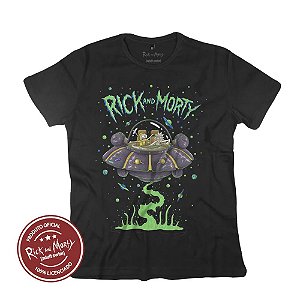Camiseta Fatum - Rick And Morty - Spaceship - Preto