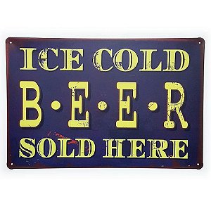 Placa De Metal Ice Cold Beer