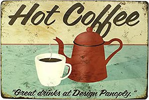 Placa De Metal Hot Coffe Great Drinks