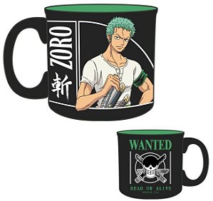 Caneca Camp 280ml - Clube Comix - One Piece - Zoro - Wanted
