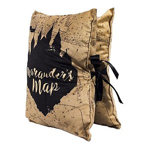 Almofada Formato Fibra - Harry Potter - Carta Laço Marauders Map - 30x30cm