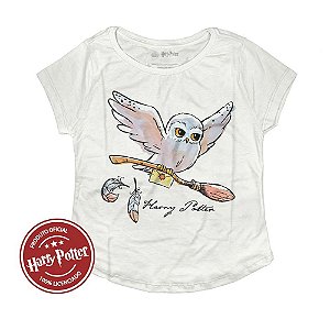 Camiseta Fatum - Feminina - Harry Potter - Edwiges - Branco