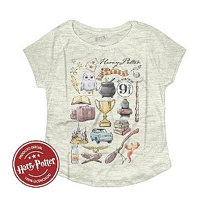 Camiseta Fatum Feminina - Harry Potter - Simbols - Mescla