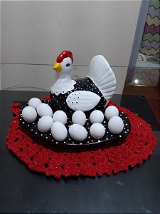 Galinha merilu porta ovos em cerâmica