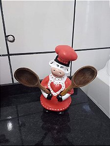 Vaquinha porta colher de pau, adoçante...