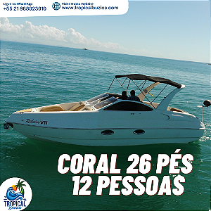 06 HORAS - 26 pés Coral - até 12 Pessoas
