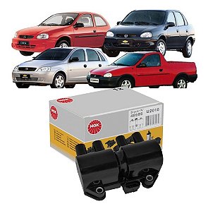 BOBINA IGNIÇÃO CORSA 1.0/1.6 98/05 CORSA 02/08 98 99 00 01 02 03 04 05 06 07 08 09 10 11 12 TIGRA (4 PINOS) "NGK" BO027/U2018