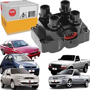 BOBINA IGNIÇÃO FIESTA COURIER 1.0/1.3/1.4 96/99 ENDURA ESCORT 1.8 16V 97/03 KA 97/99 ENDURA RANGER 2.5 8V 97/01 97 98 99 00 01 02 03 (BOBINA PARA CARROS GASOLINA) EBI8001/U2005/BI0038MM