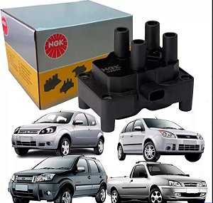 BOBINA IGNIÇÃO COURIER 1.6 8V 08/13 FIESTA 1.0/1.6 8V ZETEC ROCAM 08/13 KA 1.0 8V ZETEC ROCAM 08/13 08 09 10 11 12 13  (BOBINA PARA CARROS FLEX) EBI8048/BI0071MM