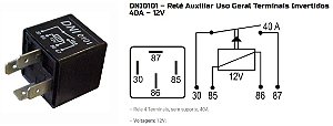 RELE AUXILIAR 4 TERM. 40A 12V 4 PINOS DNI0101 UNID.