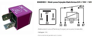 RELE AUXILIAR BOMBA E VALVULA INJ. GM 4 TERM. 4 PINOS DNI0103 UNID.