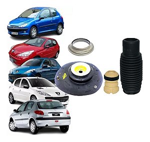 KIT AMORTECEDOR DIANTEIRO COXIM BATENTE SUPORTE ROLAMENTO PEUGEOT 206 207 99/13 99 00 01 02 03 04 05 06 07 08 09 10 11 12 13 LADO DIREITO (PASSAGEIRO) 15224