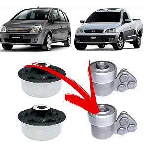 BUCHA BANDEJA SUSPENSÃO DIANTEIRA CORSA MONTANA 03/10 MERIVA (COMPLETO) 03 04 05 06 07 08 09 10 11 12 80110 (MENOR) UNID.