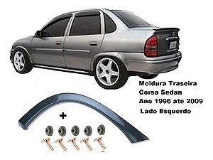 MOLDURA LATERAL TRASEIRO CORSA SEDAN 94 95 96 97 98 99 00 01 02 03 04 05 06 PRETO LISO LADO DIREITO (PASSAGEIRO) 172PTD