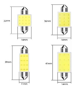 LÂMPADA TORPEDO SUPER LED TORPEDO CARRO CHIP TETO PORTA MALAS 12V 10W 39MM
