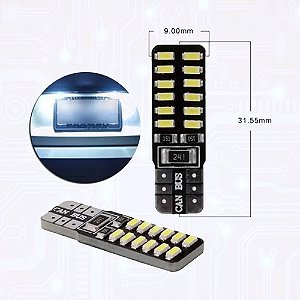 KIT Lâmpadas Pingo pingão T10 24 Leds 6000k Canbus Canceller