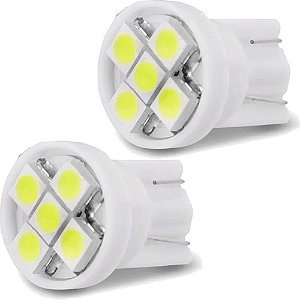 KIT LAMPADAS Par Lâmpada Led Pingão pingo Modelo T10 Com 5 Leds Branco Frio