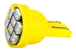 KIT LÂMPADAS PINGÃO PINGO 02 Lâmpadas De Led T10 Com 8 Leds 12v AMARELO