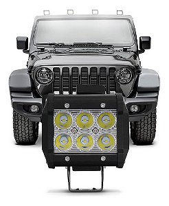 Farol Milha Auxiliar Retangular Estendido 6 Leds 18w Jeep Off Road