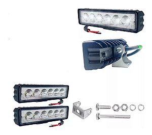 Farol Milha Auxiliar Retangular 6 Leds 6k 18w