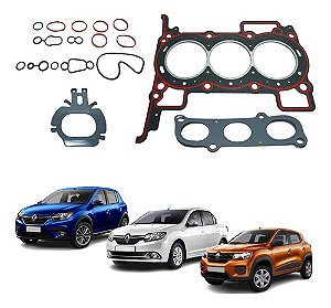 KIT JUNTA CABEÇOTE TAMPA VALVULA COLETOR ADMISSÃO CARTER RETENTOR RENAULT SANDERO 16/23 LOGAN 16/23 KWID 16/23 1.0 12V 3 CILINDROS 16 17 18 19 20 21 22 23 15128601PK
