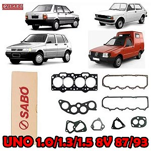 KIT JUNTA CABEÇOTE TAMPA VALVULA COLETOR ADMISSÃO CARTER RETENTOR FIAT 147/OGGI/PANORAMA 1.0/1.3 83/88 UNO/ELBA/FIORINO/PREMIO 1.0/1.3/1.5 8V 87/93 87 88 89 90 91 92 93 (JTA. CABECOTE PADRÃO) 79558