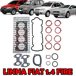 KIT JUNTA CABEÇOTE TAMPA VALVULA COLETOR ADMISSÃO CARTER RETENTOR DOBLO 09/10 1.4 8V IDEA 05/10 1.4 8V PALIO/SIENA/STRADA 04/12 1.4 8V PUNTO 07/10 1.4 04 05 06 07 08 09 10 11 12 (JTA. CABECOTE PADRÃO) 79198