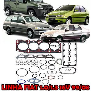 KIT JUNTA CABEÇOTE TAMPA VALVULA COLETOR ADMISSÃO CARTER RETENTOR DOBLO 1.3 16V FIRE 01/06 PALIO/SIENA 1.0/1.3 16V 01/03 01 02 03 04 05 06 (JTA. CABECOTE PADRÃO) 79684