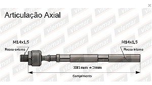 BARRA BRAÇO AXIAL PEUGEOT 206 01/09 207 08/15 HOGGAR 10/14 01 02 03 04 05 06 07 08 09 10 11 12 13 14 15 AMD17801/680116/N99019/17013050 MACHO