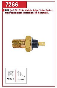 CEBOLINHA ÓLEO INTERRUPTOR SENSOR FIORINO 89/91 86 87 88 89 90 91 DIESEL RALLYE TURBO M7266/13027