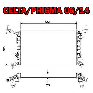 RADIADOR CELTA 1.0/1.4 8V 06/13 PRISMA 1.0/1.4 8V 06/13 06 07 08 09 10 11 12 13 14 RD6223/IRB48204