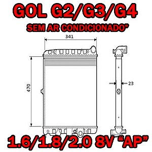 RADIADOR GOL PARATI SAVEIRO BOLA G2/G3/G4 1.6/1.8/2.0 AP 8V 95/08 95 96 97 98 99 00 01 02 03 03 04 05 06 07 08 RD6503/IRB48129/6TA070A