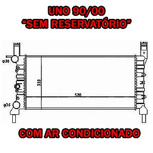 RADIADOR FIORINO 1.4/1.5/1.6 90/00 PREMIO 1.4/1.5/1.6 90/00 UNO 1.4/1.5/1.6 90 91 92 93 94 95 96 97 98 00 RD6212E/IRB48422