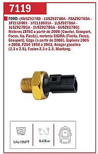 CEBOLINHA ÓLEO INTERRUPTOR SENSOR COURIER 08/16 ECOSPORT 03/16 EDGE 08/12 EXPLORER 05/08 F250 FIESTA 08/14 FOCUS 08/16 ZETEC FUSION 2.3/2.5 KA 08/16 MUSTANG RANGER 2.3/2.5 ZETEC 03 04 05 06 07 08 09 10 11 12 13 14 M7119
