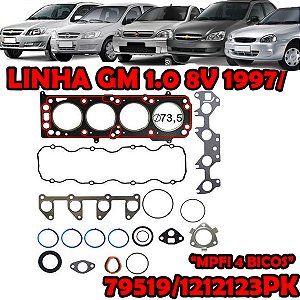 KIT JUNTA CABEÇOTE TAMPA VALVULA COLETOR ADMISSÃO CARTER RETENTOR CELTA PRISMA 01/14 1.0 8V CORSA CLASSIC 10/14 1.0 8V CORSA 03/10 1.0 8V CORSA 97/05 1.0 8V 01 02 03 04 05 06 07 08 09 10 11 12 13 14 15 MPFI (4 BICOS) (JTA. CABECOTE PADRÃO) 79519/1212123PK