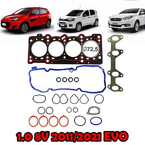 KIT JUNTA CABEÇOTE TAMPA VALVULA COLETOR ADMISSÃO CARTER RETENTOR PALIO 11/19 1.0 8V EVO GRAND SIENA 10/16 1.0 8V UNO VIVACE WAY 13/21 EVO 1.0 8V 10 11 12 13 14 15 16 17 18 19 20 21 79409/141286PK