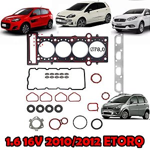 KIT JUNTA CABEÇOTE TAMPA VALVULA COLETOR ADMISSÃO CARTER RETENTOR IDEA 10/12 1.6 16V PALIO 1.6 16V 10/12 SIENA 10/12 1.6 16V PUNTO 1.6 ETORQ 10 11 12 79405/141287PK