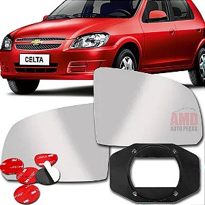 LENTE ESPELHO RETROVISOR Celta 06/22 06 07 08 09 10 11 12 13 14 15 16 17 18 19 20 21 22 2017-E LADO ESQUERDO (MOTORISTA)