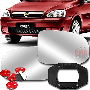 LENTE ESPELHO RETROVISOR CORSA MONTANA 03/12 03 04 05 06 07 08 09 10 11 12 2016-E LADO ESQUERDO (MOTORISTA)