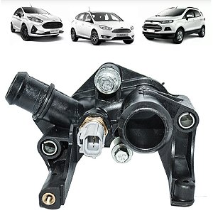 CARCAÇA VÁLVULA TERMOSTÁTICA NOVA ECOSPORT 12/20 NEW FIESTA 11/17 FOCUS 10/18 1.6 SIGMA KA+ 14/18 1.5 16V FLEX 10 11 12 13 14 15 16 17 18 19 20 BBM5564/BE8Z8K556A/F3B58K556AA/VC318B