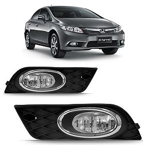 FAROL AUXILIAR MILHA NEBLINA CIVIC 12/14 12 13 14 COM GRADE ARO CROMADO LADO DIREITO PASSAGEIRO