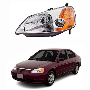FAROL CIVIC 01/03 01 02 03 MANUAL PISCA AMBAR AMARELO LADO DIREITO PASSAGEIRO