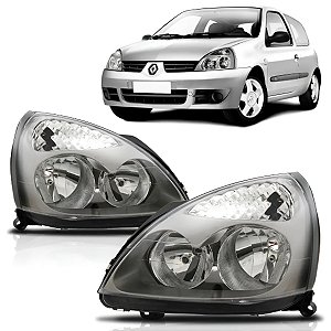 FAROL CLIO 03/12 03 04 05 06 07 08 09 10 11 12 MASCARA CINZA LADO DIREITO PASSAGEIRO ZN1111005