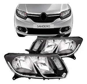 FAROL LOGAN SANDERO 15/19 15 16 17 18 19 CROMADO LADO ESQUERDO MOTORISTA