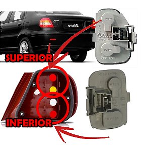 SOQUETE CIRCUITO LANTERNA TRASEIRA SIENA 01/04 INFERIOR FIRE LADO DIREITO PASSAGEIRO