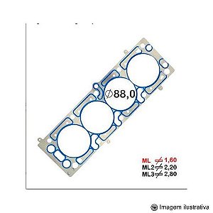 JUNTA CABECOTE BASPACK 1.60MM 88.0MM GM MONZA KADETT IPANEMANEMA S10 ASTRA VETRA ALC GAS 2.0 2.2 8V "SABO" 121511PK/82231