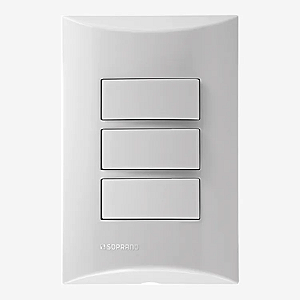 CONJUNTO 3 INTERRUPTORES SIMPLES 10AX 250V - BRANCO - BRAVA | SOPRANO