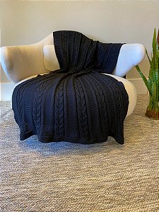 Manta de Tricot Preta 90x180 para Sofá e Cama - Manu 2 New Black