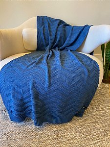Manta de Tricot Azul Basic Missoni 90x180cm para Sofá e Cama -055-19